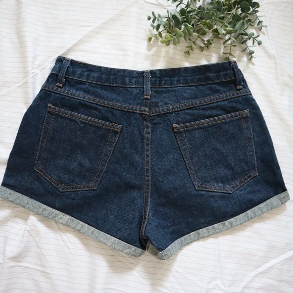 VON DUTCH High Rise Denim Shorts Dark Wash Size 29 - Picture 7 of 7